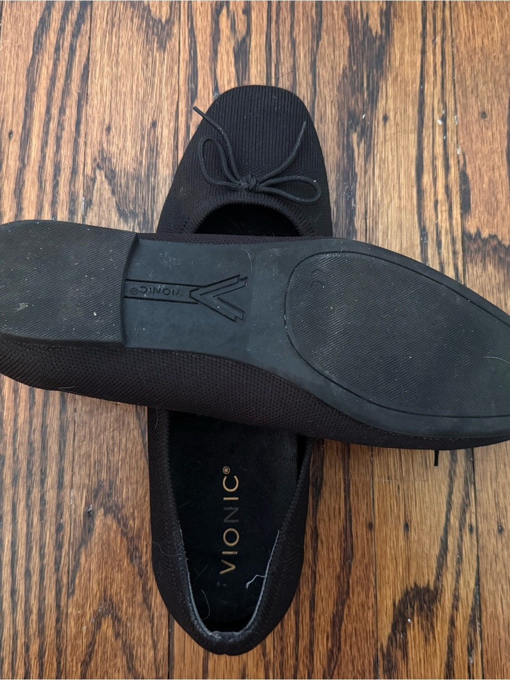 Vionic “Klara” Women’s Black Knit Ballet Flats with Bow - Picture 6 of 7